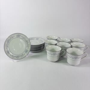 Vintage Mikasa Fine China Dresden Rose Tea Cup w/ Saucers Plate Japan Set Of 8